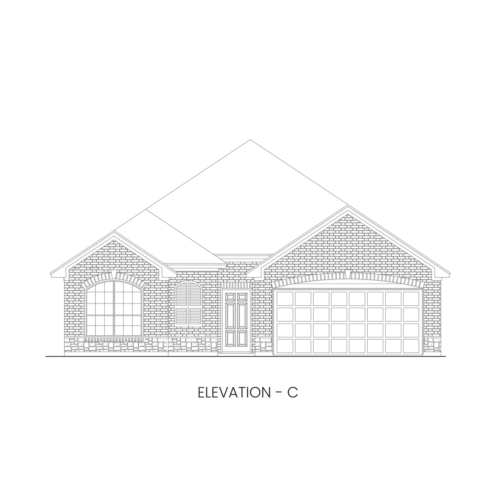 Exterior elevation E of the Cypress floor plan by Alta Homes, 1 story