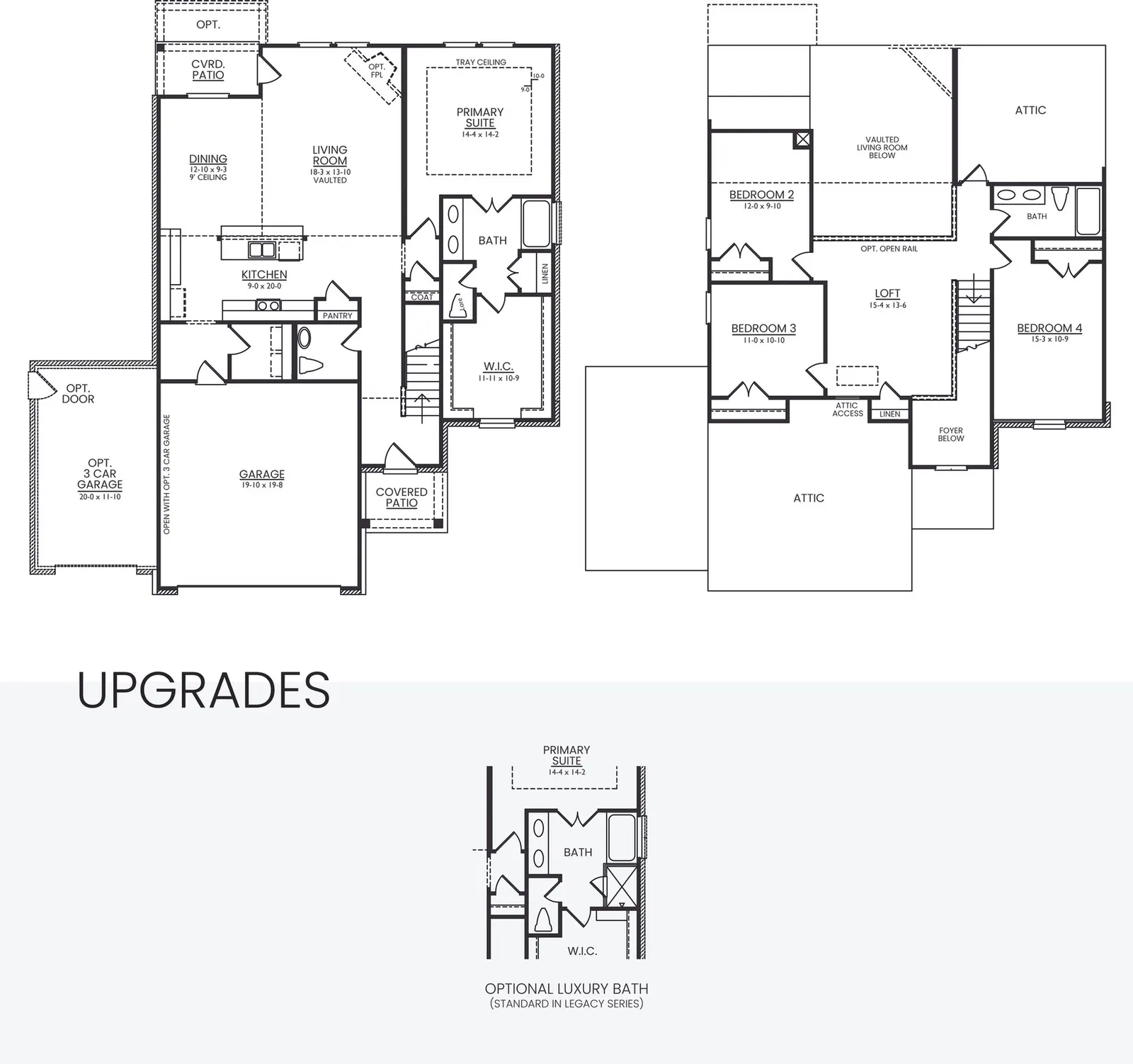 Floor plan drawing for the Magnolia by Alta Homes, 4 bed, 2.5 bath, ~2,235 sqft