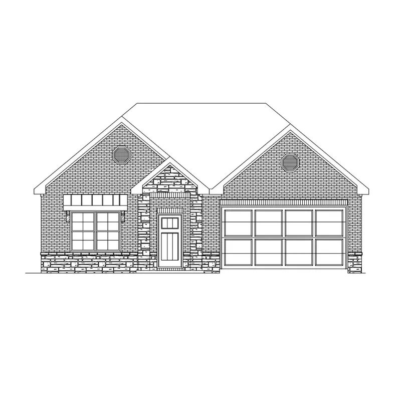Exterior elevation D of the Pinehurst floor plan by Alta Homes, 1 story