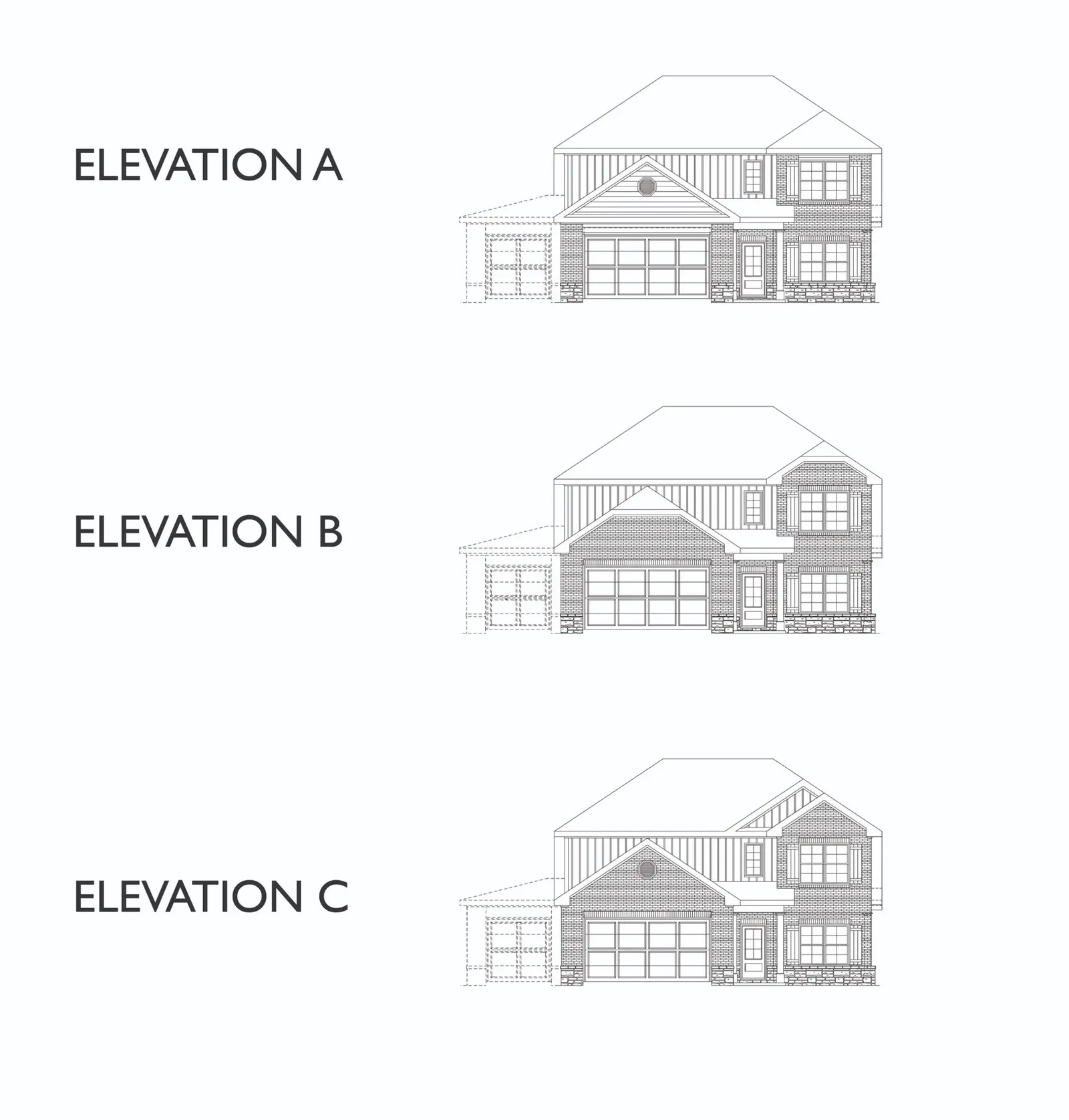 Exterior elevation A of the Kingston floor plan by Alta Homes, 2 story