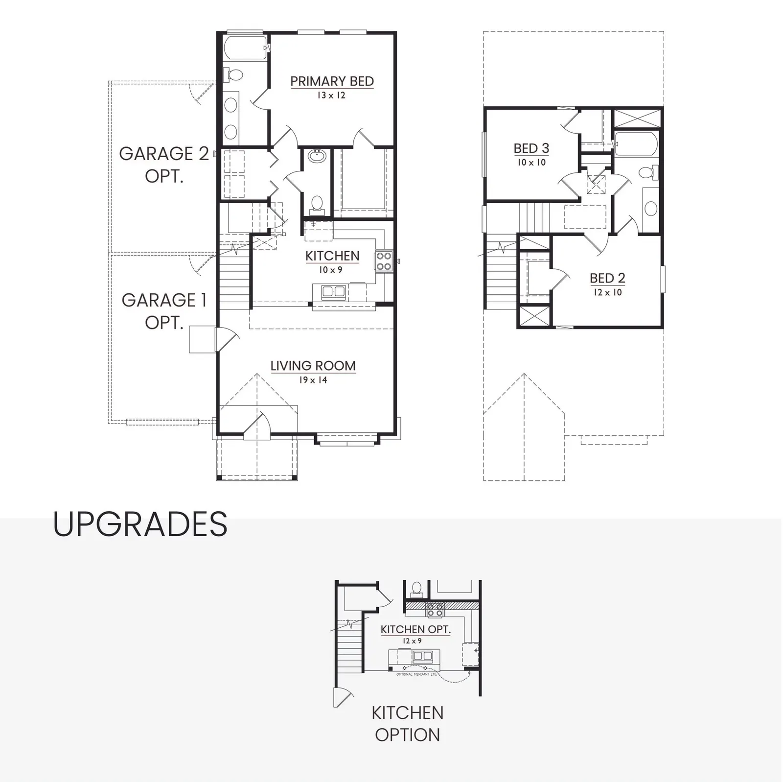 Floor plan drawing for the Catalina by Alta Homes, 3 bed, 2.5 bath, ~1,367 sqft