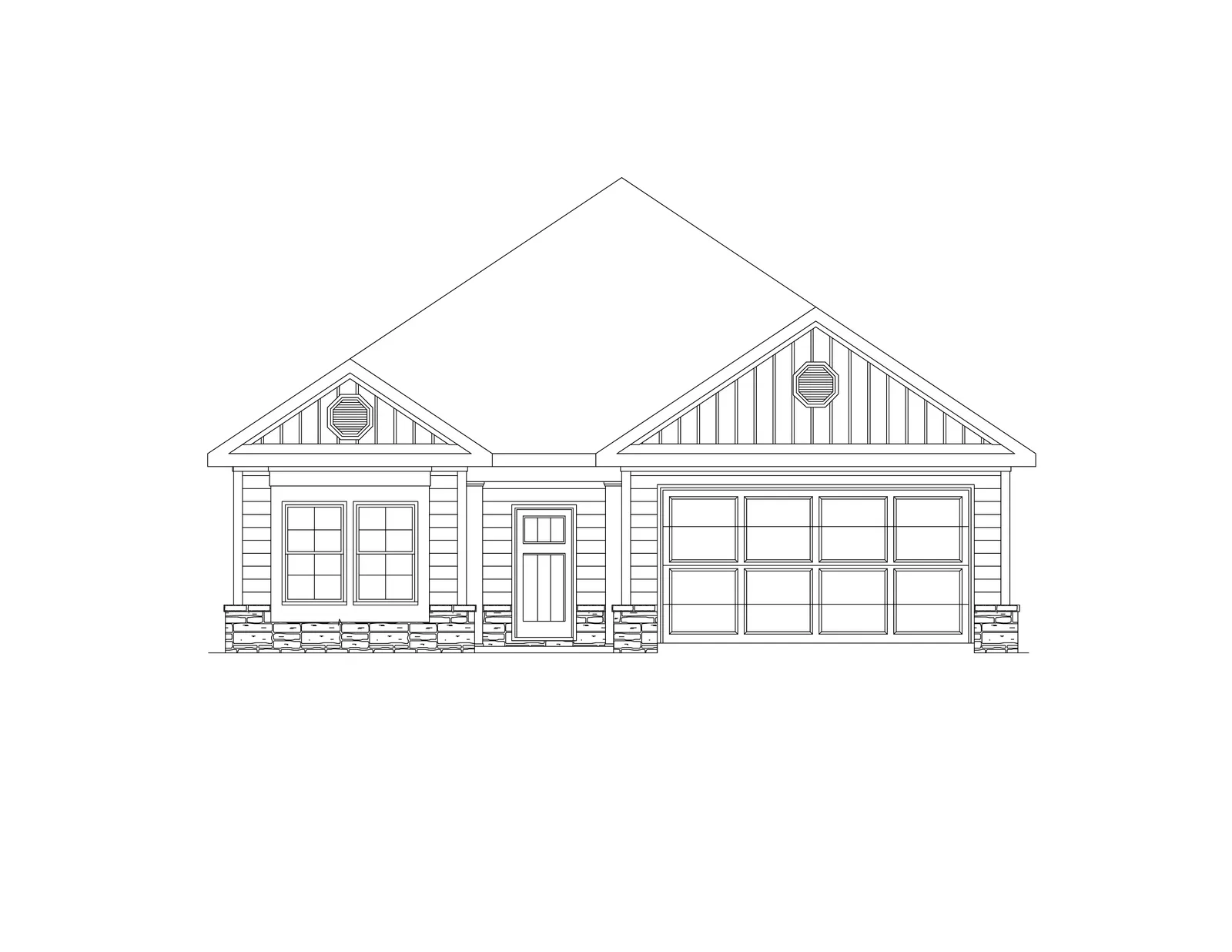 Exterior elevation C of the Linden floor plan by Alta Homes, 1 story