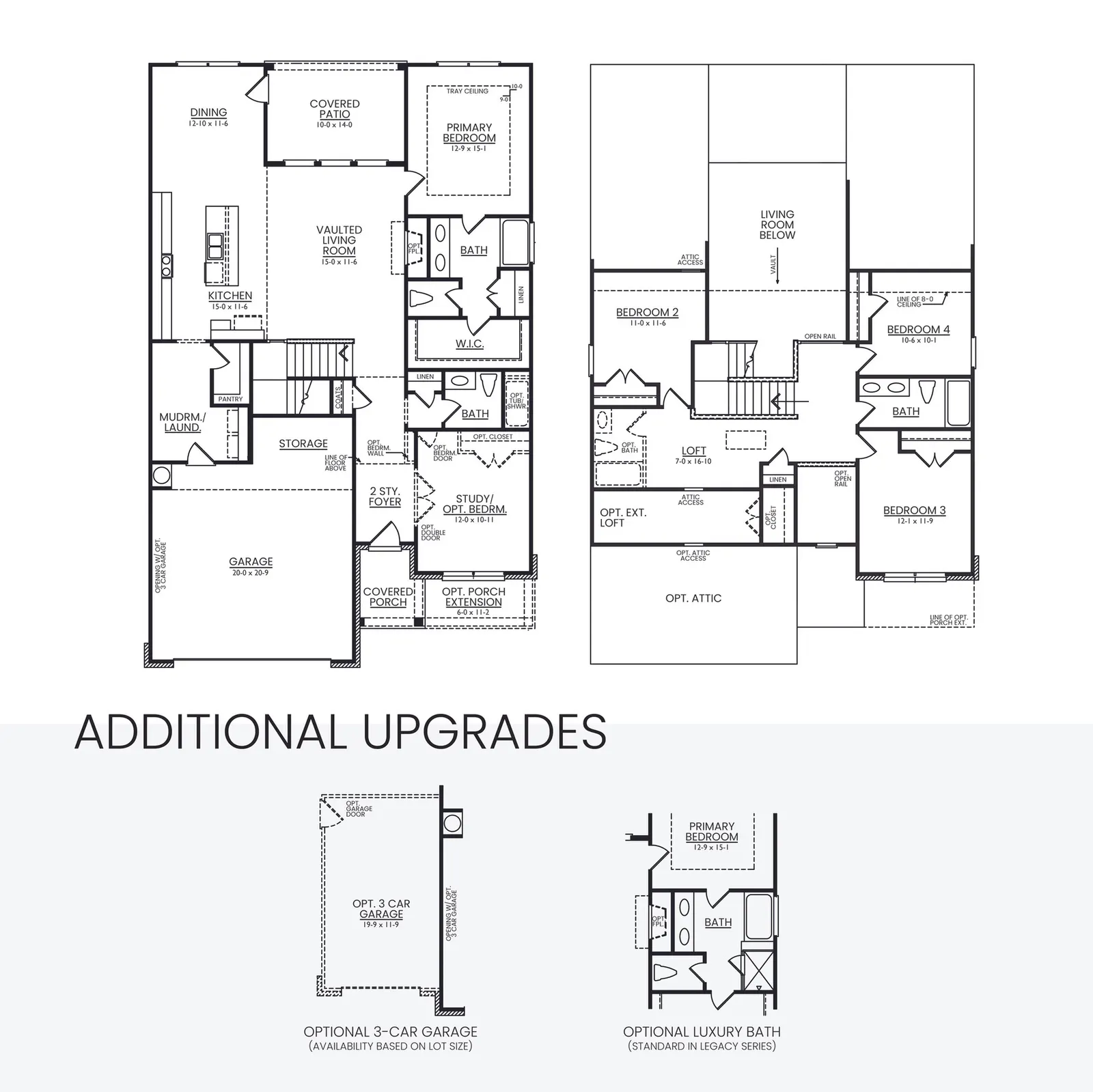 Floor plan drawing for the Kingston by Alta Homes, 4 bed (opt. 5), 3 bath, ~2,375 sqft
